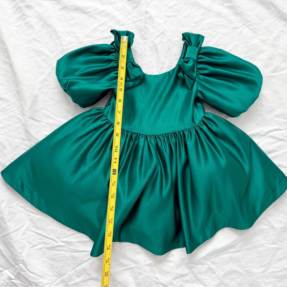 Janie & Jack The Satin Holiday Dress Emerald Green | Toddler 18-24m - Picture 9 of 14